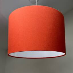 Burnt Orange Cotton Drum Lampshade, Terracotta Ceiling Shade - thumbnail 1