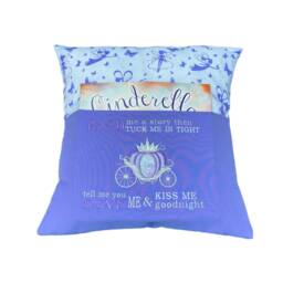 Cinderella Book Cushion Embroidered Carriage, Purple Girls Bedroom Decor - thumbnail 1