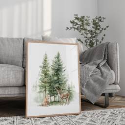 Woodland Nursery Art, Watercolor Nursery, Deer Bear Fox, Woodland Set Of Three Nursery Prints, Forest Prints - thumbnail 3