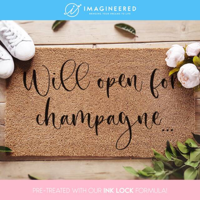 Will Open For Champagne Doormat - Welcome Mat Custom Personalized Door Housewarming Realtor Client Gift New Home - image 1