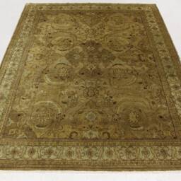 One-Of-A-Kind Handmade 9'5 X 12'5 Indo Fab Oriental Rug Hand-Knotted Gold-Beige Area A104310 - thumbnail 3