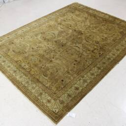 One-Of-A-Kind Handmade 9'5 X 12'5 Indo Fab Oriental Rug Hand-Knotted Gold-Beige Area A104310 - thumbnail 2