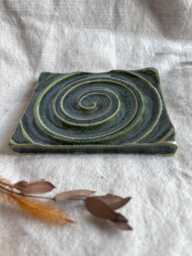 Green Soap Dish, Rectangular Bathroom Tray, Handmade Kitchen Pottery, Household Holder, Thrown Textured Dishes - thumbnail 1