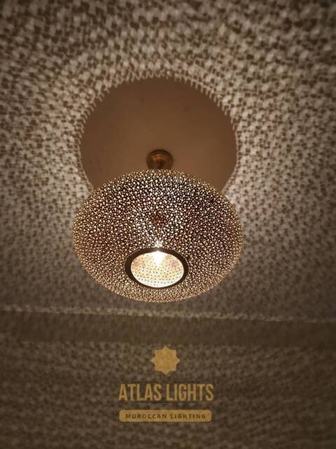 Moroccan Pendant Light Handmade Brass Hanging Lamp, Home Decor Lighting - image 1