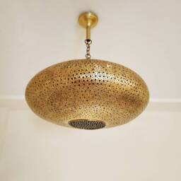 Moroccan Pendant Light Handmade Brass Hanging Lamp, Home Decor Lighting - thumbnail 3