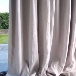 Luxury Pair Grey 100% Linen/Flax Deep Hand Made Pinch Pleat Lined Interlined 2.75M Long Curtains Ready To Post Rrp 800 Pounds - thumbnail 2