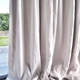 Luxury Pair Grey 100% Linen/Flax Deep Hand Made Pinch Pleat Lined Interlined 2.75M Long Curtains Ready To Post Rrp 800 Pounds - thumbnail 4