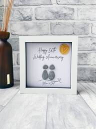 50Th Wedding Anniversary Gifts, Golden Anniversary, Personalised Gift, Pebble Picture, Wax Seal, Art - thumbnail 1