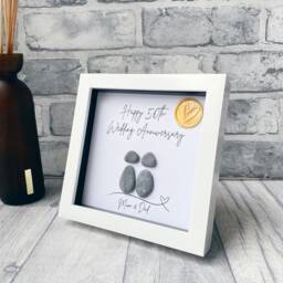 50Th Wedding Anniversary Gifts, Golden Anniversary, Personalised Gift, Pebble Picture, Wax Seal, Art - thumbnail 3