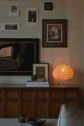 Linen Atlas Table Lamp Japandi Bedside Light, Scandi Neutral Decor - thumbnail 1