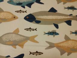Curtain Panel Blue Grey Beige Fishes Scandinavian Modern Decor Table Runner Napkins Pillow Curtains Valances Tea Towel Great Gift - thumbnail 1