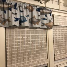 Curtain Panel Blue Grey Beige Fishes Scandinavian Modern Decor Table Runner Napkins Pillow Curtains Valances Tea Towel Great Gift - thumbnail 3