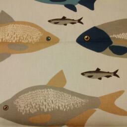 Curtain Panel Blue Grey Beige Fishes Scandinavian Modern Decor Table Runner Napkins Pillow Curtains Valances Tea Towel Great Gift - thumbnail 2