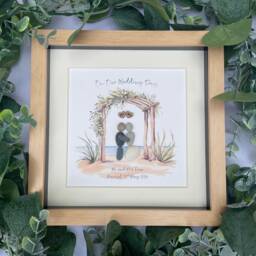 Personalised Beach Wedding Pebble Picture, Gift, Mr & Mrs Art, Arch Frame, Handmade Newlyweds Unique - thumbnail 3