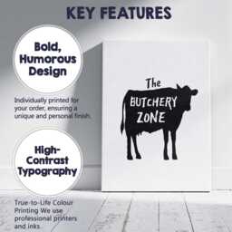 Rustic Butchery Cow Silhouette Farmhouse Typography Canvas Wall Art Print Decor Picture Ready To Hang - thumbnail 2