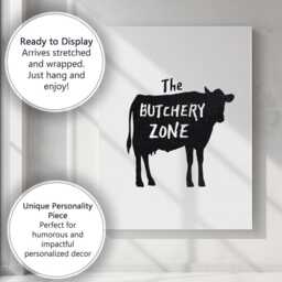 Rustic Butchery Cow Silhouette Farmhouse Typography Canvas Wall Art Print Decor Picture Ready To Hang - thumbnail 3