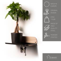 Wall Mounted Key Holder With Shelf Entryway Mail Organizer Keys Hooks For Modern Front Door - thumbnail 2