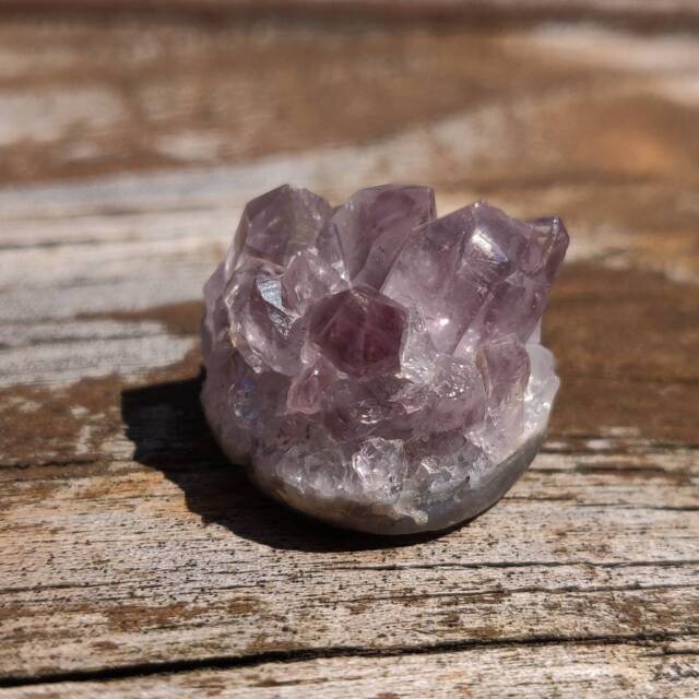 Hand Carved Round Amethyst Geode Blue Chalcedony Crystal, Aesthetic Decor Stone - image 1