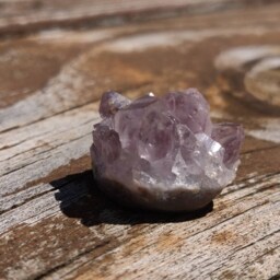 Hand Carved Round Amethyst Geode Blue Chalcedony Crystal, Aesthetic Decor Stone - thumbnail 3