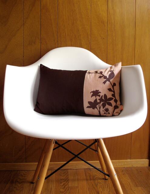 Apricot Peach Cardinal Print Throw Pillow Faux Linen, 12x18 - image 1