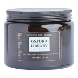Oxford Library Scented Candle Oak Wood, Tobacco, Dark Plum Soy Candle