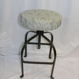 Elasticized Round Bar Stool Cover Regal Gray Slub, 14 - thumbnail 2