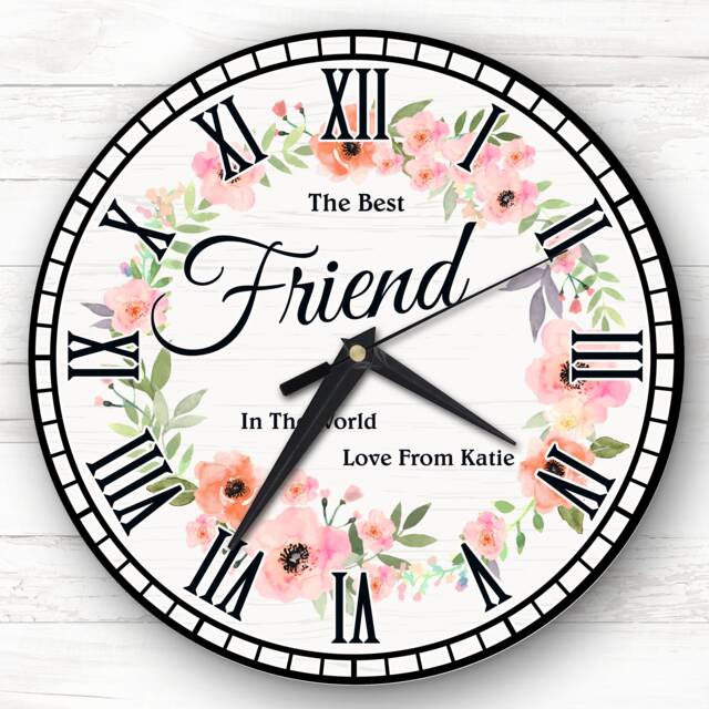 Best Friend Floral Wreath Personalised Gift Clock - image 1