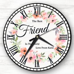 Best Friend Floral Wreath Personalised Gift Clock - thumbnail 1