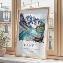Banff Travel Print, National Park, Prints, Canada Wall Decor, Illustrated Gift - thumbnail 3