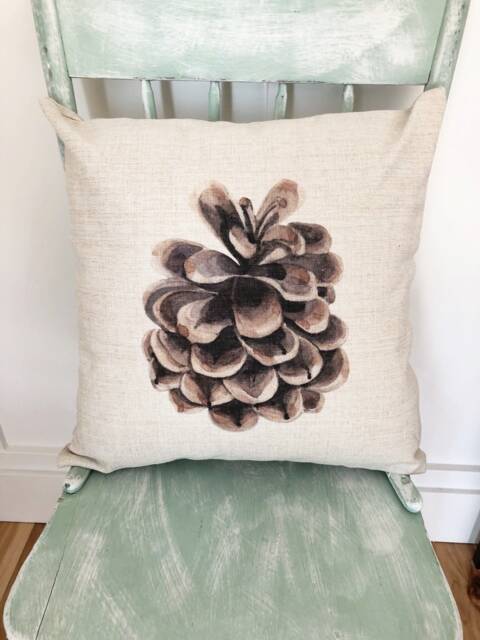 Pine Cone Christmas Pillow Cover Rustic Linen Farmhouse Decor - image 1
