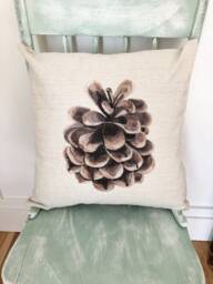 Pine Cone Christmas Pillow Cover Rustic Linen Farmhouse Decor