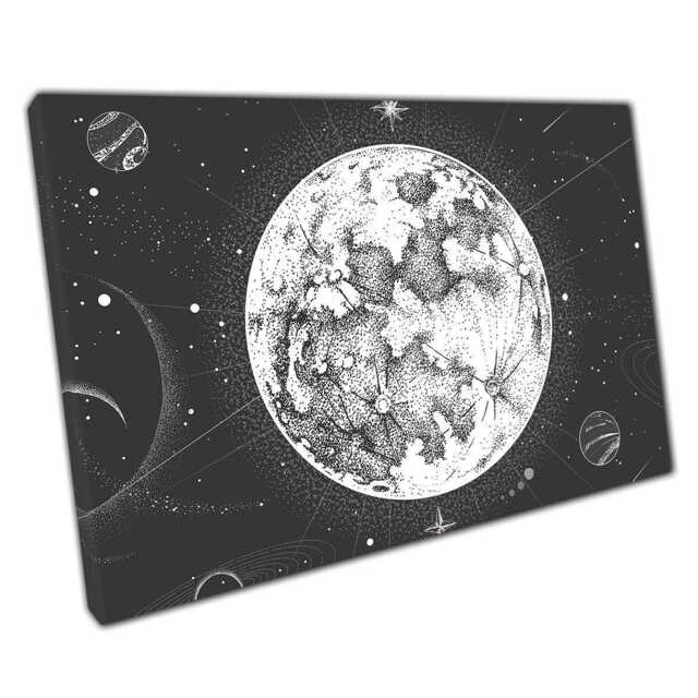 Astrology Moon Map Canvas Art Print Modern Space Illustration For Home Office Decor - image 1
