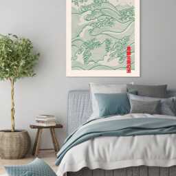 Japanese Art Print, Waves Flower Poster, Wall Decor, Art, Sea Matisse Art - thumbnail 2