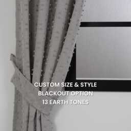 stone Pom Curtains - Custom Linen Look Drapes With Blackout Option