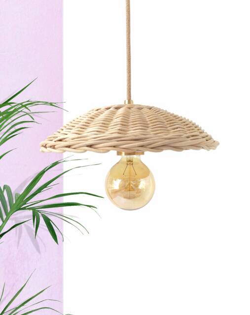 Rattan Pendant Light Boho Rustic Lighting Chandelier Eclectic Ceiling Lamp Wood Home Decor - image 1