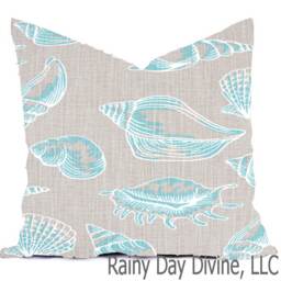 Pillow Covers Custom - French Gray Aqua Turquoise Coastal White Geotraditional Modern- All Sizes 16x16 18x18 Throw Toss Accent - thumbnail 3