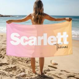 Personalized Name Beach Towel, Oversized Custom Monogram Pool Signature Towel For Kids, Vacation Gift, Picnic - thumbnail 1