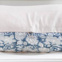 Floral Block Print Lumbar Pillow Cover Boho Farmhouse Decor - thumbnail 3