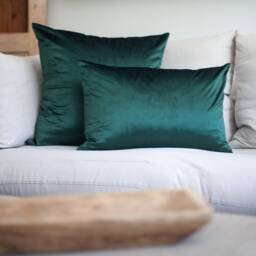 Bella Plain Velvet Extra-Large Cushion. Green Supersoft Chenille. Modern & On-Trend Home Accessory. 23X23 - thumbnail 2