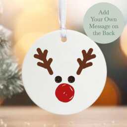 Personalised Christmas Tree Hanging Decoration, Porcelain Bauble With Rudolf Reindeer & Message, Childrens 1st Name - thumbnail 1