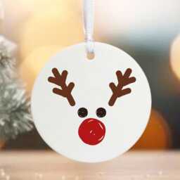 Personalised Christmas Tree Hanging Decoration, Porcelain Bauble With Rudolf Reindeer & Message, Childrens 1st Name - thumbnail 3