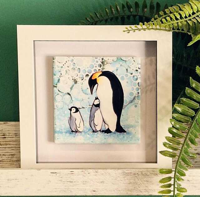 Penguin Wall Art Framed Housewarming Birthday Gift Home D??cor Picture Bird - image 1