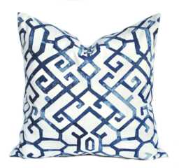 One Blue Pillow Cover, Dark Blue Pillow, Navy Decorative Throw Pillow, Accent Geometric Case - thumbnail 1