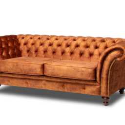 Chesterfield Three Seater Belmont Sofa Vintage Tan Velvet - thumbnail 3