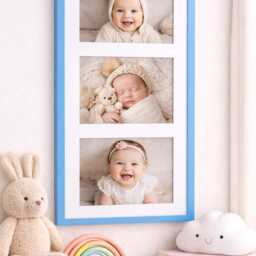 Light Blue Triple Photo Frame - Collage Wall Decor, Family Pictures - thumbnail 3