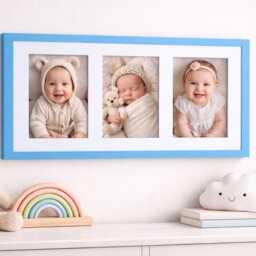 Light Blue Triple Photo Frame - Collage Wall Decor, Family Pictures - thumbnail 2