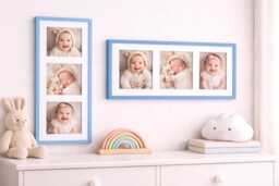 Light Blue Triple Photo Frame - Collage Wall Decor, Family Pictures - thumbnail 1