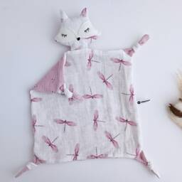Fox Lovey & Bunny Rattle Set, Pink Baby Comforter, First Crib Toy, Personalized Newborn Present - thumbnail 3