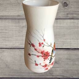 Robin Vase , Red Robin & Berries On A Vase, Gift For Mum Gifts, Her Garden Bird Gifts - thumbnail 3