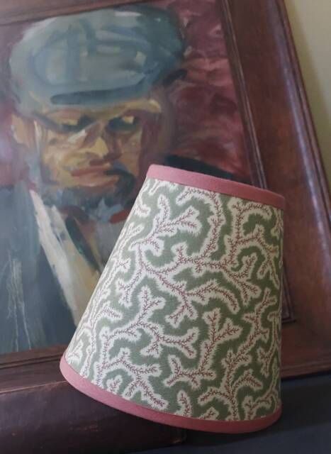 Dulcie Classic Green Sanderson Candle Clip Lampshade With Pink Trim - image 1